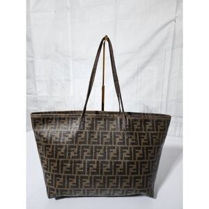 FENDI Zucca Spalmati Medium Roll Tote Bag Tobacco Brown